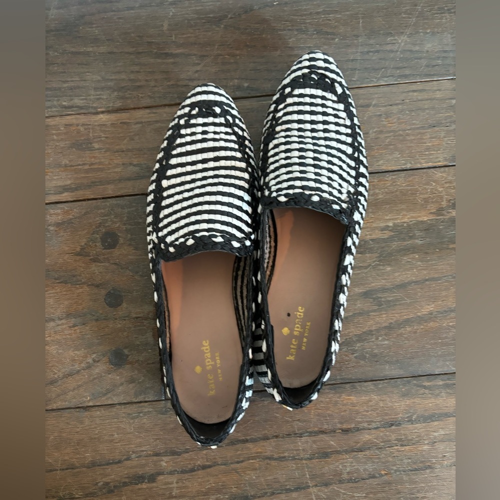 kate spade Black and White Woven Loafers - Picture 2 of 5
